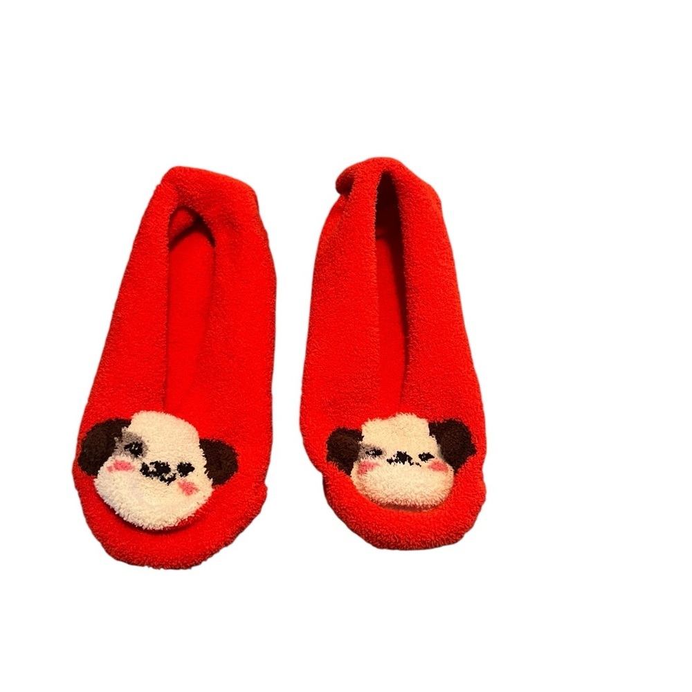 Red Slippers with Dog Design